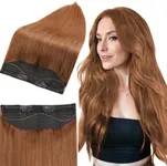 Full Shine Hair Extensions, Human Hair Extensions 10 Inch 50g Auburn Brown Hair Extensions Human Hair Straight Hairpiece Real Wire Hair Extensions for Women