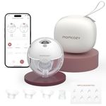 Momcozy M5 Smart Breast Pump, APP Controlled Wearable Hands‑Free Electric Pump, 3 Modes 9 Suction Levels, Portable Lightweight Pump, 24mm Flange, 1 Count, Quill Gray