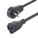 StarTech.com 3ft (1m) Power Extension Cord - 360° Rotating Flat Plug Extension Cord - NEMA 5-15P to NEMA 5-15R, 16 AWG, 125V/13A - Black Short 3-Prong Power Extender Cable (RTPAC1013)