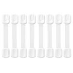 Baby Safety Strap Locks 8 Pack, Child Proof Cabinet Locks, Adjustable Drawer Latches, Adhesive Cupboard Locks for Toddlers, No Drilling White (White, One Size)