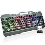 KLIM Lightning Wireless Keyboard US New 2024 + Metal Frame and Durable Keys + Mechanical Feel Keyboard for PC PS4 PS5 + 5-Year Warranty + Wireless Gaming Keyboard with Bright Rainbow Backlighting