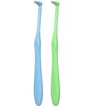 Cretty-Meet 2pcs Interspace Toothbrush Soft Trim Single Tufted Wisdom Toothbrush for Detail Cleaning and Orthodontic Braces (Green and Blue)