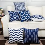 MODERN HOMES Cotton Designer Decorative Throw Pillow Covers/Cushion Covers (Navy Blue, 16X16 Inches) - Set Of 6(1000.0), 1000 tc