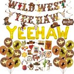 55PCS Western Party Decorations West Cowboy Party Banner Western Wild Theme Supplies Yee Haw Ceiling Streamers for Boys Birthday Western Baby Show Party Decorations