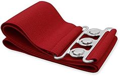 Trimming Shop Elastic Waist Belt Wide Elasticated Stretch Waistband Retro Cinch Belt Clip-On Buckle Women Dresses Western Outfits Gowns, 76mm Wide, Red, 36"-40"