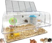 Large Deluxe 2-Tiers Acrylic Dwarf Hamster Home Mouse Gerbil Reptiles Palace Rat Habitat Cage Running Wheel Water Bottle Food Bowl Expandable Outlet