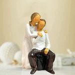 Xtore® Beautiful Hand Painted Medium Size Resin You & Me Romantic Couple Statue (Pack of 1, Black & White)