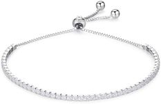 SILBERTALE 925 Sterling Silver Cubic Zirconia Bracelet Adjustable Tennis Bracelets for Womens
