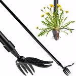 AYQKLNM weed puller, stand up weeder tool hand with 4 claw steel Head & foot Pedal, stainless Steel Manual Weeders, weed remover tool for garden, farm