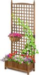 IDZO 71 Inches Height Raised Garden Bed with Trellis, Durable Oil Coated Planter with Trellis, Vertical Gardens Outdoors with Convenient Non Woven Lining for Better Plants Growing