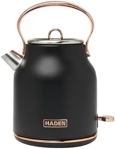 Haden Heritage 1.7L Stainless Steel Electric Water Tea Kettle, Black & Copper