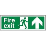 V Safety 14001AX-R Fire Exit Arrow Up Sign - Landscape - 300mm x 100mm - 1mm Rigid Plastic, Green