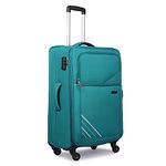 NOVEX Check-in Size Travel Luggage Trolley with 4 Wheels | Soft Sided Polyester Travels Roller Case, Suitcase Bag | Turquoise, 24-Inch, 360° Smooth Rolling, Number Lock Spinner Bags - Men & Women