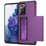 VUNAKE for Samsung S20 FE Case with Card Holder Galaxy S20 FE Phone Case Dual Layer Credit Wallet Case Heavy Duty Shockproof Case Armor Bumper Protective Case Cover for Samsung Galaxy S20 FE,Purple