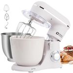 Kitchen in the box Stand Mixer, 4.5L+5L Two Bowls Food Mixer for Baking, 10 Speeds Electric Kitchen Mixer with Dough Hook, Whisk, Beater, 1300W Matte Cake Mixer (Frost White)