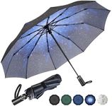 Sheyuinch Travel Umbrella Windproof- Automatic Open Close Folding Umbrella, Compact and Lightweight Rain Umbrellas with 10 Strong Ribs (Starry Sky)