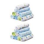 Spasilk Washcloth Wipes Set for Newborn Boys and Girls, Soft Terry Washcloth Set, Pack of 20, Blue Elephant