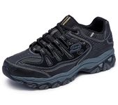 Skechers Men's AFTER BURN - MEMORY FIT Shoes, Black/ Grey/ Orange, 11 XXW US