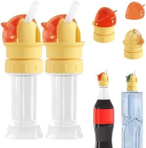 Water Bottle Straw Cap, 2026 New Anti Choking Straw Adapter, Poratble Mineral Water Bottle Cap, Reusable Straw Lid for Outdoor (Orange)