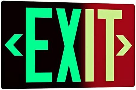 Photoluminescent Exit Sign Aluminum - Adhesive Backing Glow In The Dark - Removeble Arrows Included - 12x7 Inches - Non Electrical Red Exit Light For 50 Feet Visibility (1 Pack)