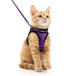 rabbitgoo Cat Harness and Leash Set for Walking Escape Proof, Adjustable Soft Kittens Vest with Reflective Strip for Cats, Comfortable Outdoor Vest, Purple, Medium