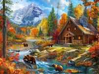 Jigsaw Puzzles 2000 Pieces for Adults Families Bear Village Pieces Fit Together Perfectly