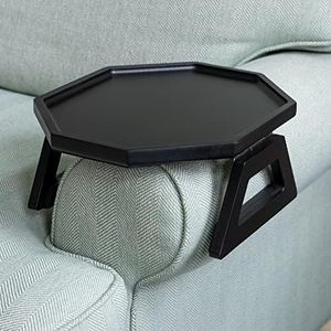 Shamrock Home Bamboo Couch Arm Table, Clip On Tray Sofa Table for Couches. Sofa Arm Tray for TV Dinners, Remotes, Drinks and Snacks, and Small Spaces - 13x10.8in, Black