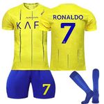 Al NASSR FC Away Jersey Men, Boys' Tracksuits Football Kit Set Kids Boys' Football Training Shirts Shorts Tracksuit for Kids Soccer Jersey Football Kit Kids 1-2 (No.7,Kids 6-7 Years)