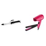 PHILIPS Hair Curler, 1000Watts BHB862 and Straightener Dryer Styling Kit (HP8643/46, Black)