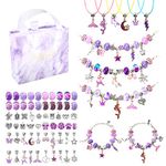 CICIGETI Charm Bracelet Making Kit for Girls, Jewellery Making Kit for 5 6 7 8 9 10 11 12 Year Old Girls, Girls Toys for Arts Crafts for Kids, Presents for Teenage Girls, Purple