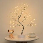 Noahfun Silver Firefly Bonsai Tree Light-20''Artificial Fairy Light Spirit Lamp With 108 Led Lights-Usb/Battery Touch Switch,Deco Of Children'S Room,Bedroom,Living Room,Party Wedding&Christmas,White