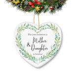 Daughter Mom Christmas Ornament Ceramic Heart-Shaped Xmas Holiday Party Tree Decorations for Mother，The Love is Forever