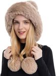 Womens Outdoor Winter Hats Fleece Ear Cover Cap Ski Skull Hats Ear Flaps Knit Hat Coffee Medium