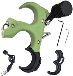 Thumb Release for Compound Bow,Copper Material Archery Release Aids,3 or 4 Finger Adjustable,Bow Trigger Release for Hunting,for Left and Right Handers. (Copper-3 or 4-Finger-Green)