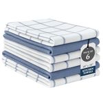 Kitchen Towels Set - Pack of 6 Cotton Dish Cloths, 18”x 28”, Soft Kitchen Hand Towels, Absorbent Tea Towels for Kitchen, Premium Kitchen Dish Towels, Quick Drying Cleaning Towels - Indigo
