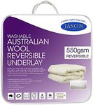 Jason 550gsm Australian Wool Reversible Underlay, Single Bed