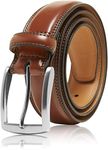 Genuine Leather Dress Belts For Men - Mens Belt For Suits, Jeans, Uniform Brown Belt - Designed in the USA