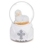 Mrwinder Jesus Loves Me Snow Globe, Music Box Water Snow Globe with Lamb Best Baptism Gift for Boys, Girls, Wife, Girlfriends, Kids - Chocolate Color