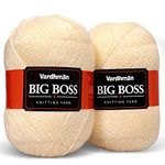 vardhmanVardhman BigBoss 400 gm Wool Ball Hand Knitting Wool/Art Craft Soft Fingering Crochet Hook Yarn, Needle Acrylic Knitting Yarn Thread Dyed Cream Shade no.016