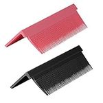 2PCS Hair Straightener Comb, Straightening Comb Attachment for Flat Iron Combs Accessories Fit Hair Straightening for Women Men Barber Salon (Black Red)