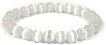 Reiki Crystal Products Natural Selenite Bracelet 8mm for Reiki Healing and Vastu Correction Protection Concentration Spirituality and Increasing Creativity, 8mm, Crystal