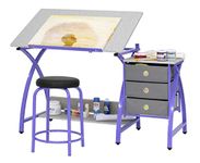 Studio Designs Comet Center with Stool in Purple/Spatter Gray