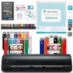 Silhouette Cameo 5 Bundle with Vinyl Starter Kit, Heat Transfer Starter Kit, 24 Pack of Pens, Tool Kit, Cameo 5 Start Up Guide with Extra Designs (Matte Black)