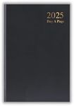 2025 Diary A4 | A5 | A6 Diary Week to View | Page A Day | Desk Diary | Hard Backed For Home And Office Use (Black, A5 Day A Page)