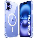 TheGiftKart Shockproof Ultra-Hybrid Back Cover Case for iPhone 16 Plus Compatible with MagSafe | 360° Protection | Crystal Clear Hard Back Cover Case for iPhone 16 Plus (Transparent Bumper)