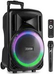 Fenton FT12LED MK2 12-inch Portable PA System with Wireless Mic, Battery Powered Bluetooth Speaker, LED Party Lights, MP3 Player, AUX Input, 700W