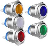 Gebildet 5pcs 16mm AC/DC 12-24V Stainless Steel Waterproof LED Indicator Light Metal Shell Pilot Custom Dash Signal Lamp Concave Head