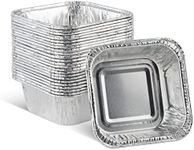 PLASTICPRO Disposable 3'' X 3 X 2'' Inch Square Aluminum Tin Foil Baking Pans Bakeware - Cookware Perfect for Baking Cakes,Brownies,Bread, Meatloaf, Lasagna, Pack of 25