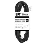 YOJOE 8 Foot Black Outdoor Extension Cord - 16/3 SJTW Waterproof Christmas Light Extension Cord with 3 Prong Grounded Plug - 16 Gauge Extension Cord for Garden, Christmas Decorations - UL Listed