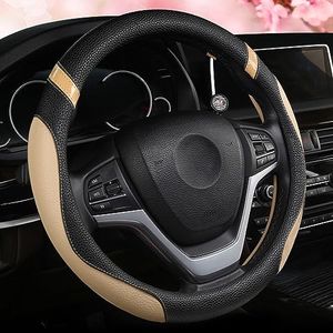 Steering Wheel Cover for Car Leather Universal Steering Wheel Covers for Men Women Fit Cars SUV Truck Pickup 15inch (Beige)